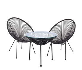 Σετ Τραπεζαρία Κήπου GANYMEDE Μέταλλο Μαύρο Με 2 Πολυθρόνες