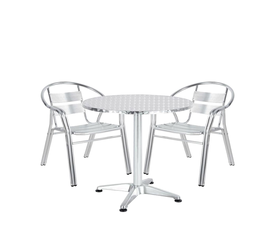 Σετ Τραπεζαρία Κήπου IO Αλουμίνιο Ασημί Με 2 Πολυθρόνες