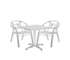 Σετ Τραπεζαρία Κήπου CALLISTO Αλουμίνιο Ασημί Με 2 Πολυθρόνες