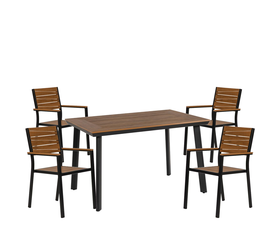 Σετ Τραπεζαρία Κήπου EPUPA Γκρι/Καρυδί Αλουμίνιο/Ξύλο Με 4 Πολυθρόνες 120