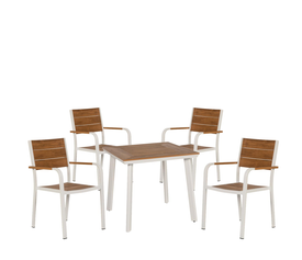 Σετ Τραπεζαρία Κήπου EPUPA Λευκό/Καρυδί Αλουμίνιο/Ξύλο Με 4 Πολυθρόνες 14990200
