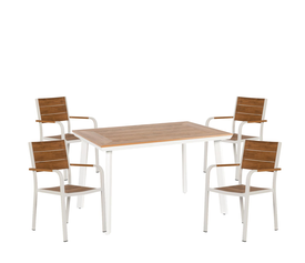 Σετ Τραπεζαρία Κήπου EPUPA Λευκό/Καρυδί Αλουμίνιο/Ξύλο Με 4 Πολυθρόνες 14990202
