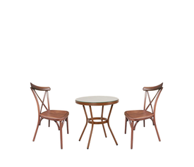 Σετ Τραπεζαρία Κήπου BURUNDI Μπαμπού Αλουμίνιο/Γυαλί Με 2 Καρέκλες