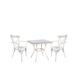 Σετ Τραπεζαρία Κήπου ANGOLA Λευκό Αντικέ Με 2 Καρέκλες 14990218