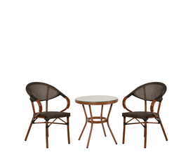 Σετ Τραπεζαρία Κήπου BURUNDI Μπαμπού Αλουμίνιο/Γυαλί Με 2 Πολυθρόνες 14990221