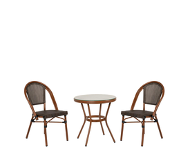 Σετ Τραπεζαρία Κήπου BURUNDI Μπαμπού Αλουμίνιο/Γυαλί Με 2 Καρέκλες