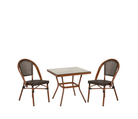 Σετ Τραπεζαρία Κήπου ANGOLA Μπαμπού Αλουμίνιο/Γυαλί Με 2 Καρέκλες