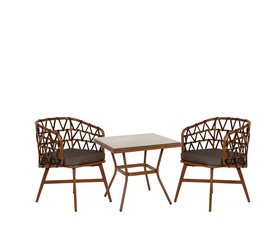 Σετ Τραπεζαρία Κήπου ANGOLA Μπαμπού Αλουμίνιο/Γυαλί Με 2 Πολυθρόνες 14990232
