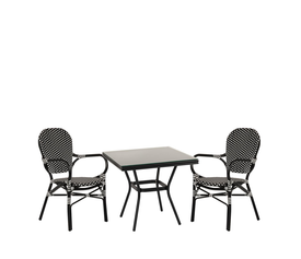 Σετ Τραπεζαρία Κήπου ANGOLA Μαύρο Αλουμίνιο/Γυαλί Με 2 Καρέκλες