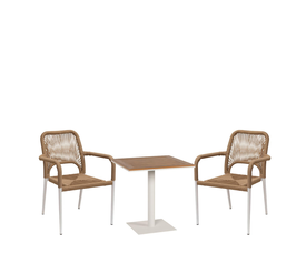 Σετ Τραπεζαρία Κήπου NAMIBIA Λευκό/Καρυδί Αλουμίνιο/Ξύλο Με 2 Πολυθρόνες