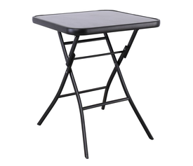BALENO Πτυσσόμενο Τραπέζι Κήπου - Βεράντας, Μέταλλο Βαφή Μαύρο, Γυαλί Silk Μαύρο