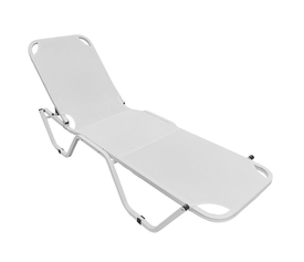 CRETA Ξαπλώστρα Αλουμινίου Άσπρο, Textilene Άσπρο, Στοιβαζόμενη