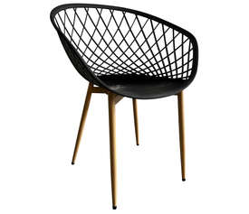 Καρέκλα Κήπου BALI Μαύρο/Φυσικό PP/Μέταλλο 62x42x82cm