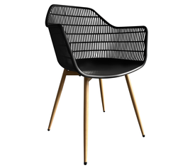 Πολυθρόνα Κήπου KOPHIPHI Μαύρο/Φυσικό PP/Μέταλλο 53x58x86.5cm