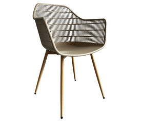 Πολυθρόνα Κήπου KOPHIPHI Μπεζ/Φυσικό PP/Μέταλλο 53x58x86.5cm