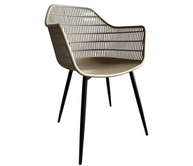 Πολυθρόνα Κήπου KOPHIPHI Μπεζ/Μαύρο PP/Μέταλλο 53x58x86.5cm