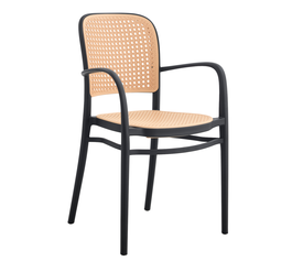 Πολυθρόνα Κήπου CANARY Μαύρο/Μπεζ PP 55x52x86cm