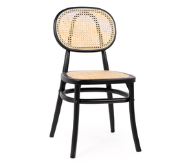 Καρέκλα Επαγγελματική TETHYS Μαύρο/Φυσικό Ξύλο/Rattan 44x41x87cm