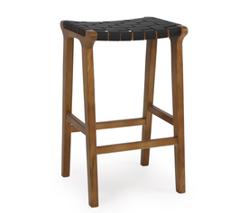 Σκαμπό Επαγγελματικό HELENE Καρυδί/Μαύρο Ξύλο/Δέρμα 45x38x63cm