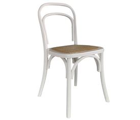 Καρέκλα Επαγγελματική LETO Λευκό Ξύλο/Rattan 45x45x89cm