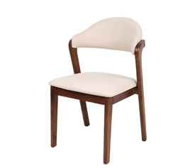 Καρέκλα Τραπεζαρίας ISMENE Μπεζ/Καρυδί Ξύλο/Ύφασμα 52.5x56x83cm