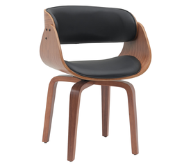 Πολυθρόνα Τραπεζαρίας GUNNAR Μαύρο/Καφέ Ξύλο/PU 51x53x75cm