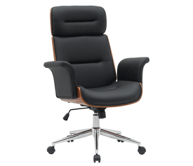 Καρέκλα Γραφείου Διευθυντή TARAK Μαύρο/Καφέ Ξύλο/PU/Αλουμίνιο 75x68x113.5-122cm
