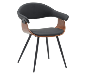 Καρέκλα Επισκέπτη DEVRA Μαύρο/Καφέ Ξύλο/PU/Μέταλλο 55.5x53.5x77cm