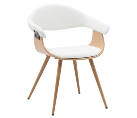 Καρέκλα Επισκέπτη DEVRA Λευκό/Φυσικό Ξύλο/PU/Μέταλλο 55.5x53.5x77cm