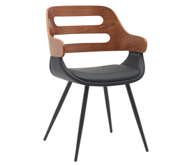 Καρέκλα Επισκέπτη HARMADA Μαύρο/Καφέ Ξύλο/PU/Μέταλλο 52x57.5x77cm