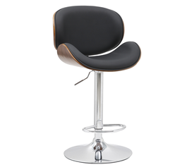 Σκαμπό Bar BEATRICE Μαύρο/Καφέ Ξύλο/PU/Αλουμίνιο 50x52.5x94.5-116cm