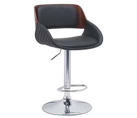 Σκαμπό Bar HAGEN Μαύρο/Καφέ Ξύλο/PU/Αλουμίνιο 52x51x89-110.5cm