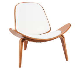 Πολυθρόνα THALOR Λευκό/Καφέ Ξύλο/PU 90x76.5x74.5cm