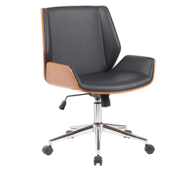 Καρέκλα Γραφείου ZAREK Μαύρο/Καφέ Ξύλο/PU/Αλουμίνιο 61x66.5x88.5-98m