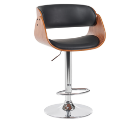 Σκαμπό Bar VORIAN Μαύρο/Καφέ Ξύλο/PU/Αλουμίνιο 52x55x87-108cm