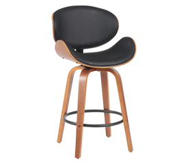 Σκαμπό Bar  LYRIAN Μαύρο/Καφέ Ξύλο/PU 52x55x107cm