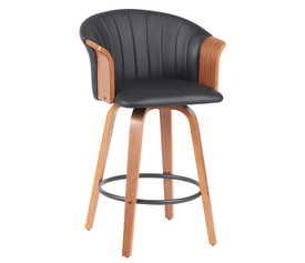 Σκαμπό Bar CASSIAN Μαύρο/Καφέ Ξύλο/PU 50x50x103cm