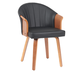 Καρέκλα Τραπεζαρίας CASSIAN Μαύρο/Καφέ Ξύλο/PU 55x58x78cm