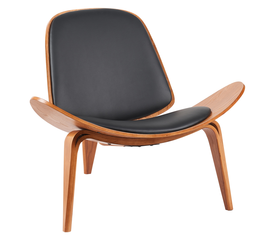 Πολυθρόνα THALOR Μαύρο/Καφέ Ξύλο/PU 90x76.5x74.5cm