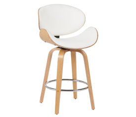 Σκαμπό Bar  LYRIAN Λευκό/Φυσικό Ξύλο/PU 52x55x107cm