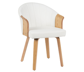 Καρέκλα Τραπεζαρίας CASSIAN Λευκό/Φυσικό Ξύλο/PU 55x58x78cm