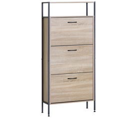 Παπουτσοθήκη ALDERWYN Δρυς/Μαύρο Μοριοσανίδα/Μέταλλο 63x24x141cm