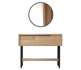 Κονσόλα NORFOLK Φυσικό/Μαύρο Μοριοσανίδα/Μέταλλο/Γυαλί 29.5x100x76cm