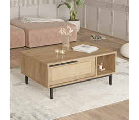 Τραπεζάκι Σαλονιού CORNWALL Φυσικό Μοριοσανίδα/Μέταλλο 90x60x37.6cm