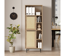 Βιβλιοθήκη CORNWALL Φυσικό Μοριοσανίδα/Μέταλλο 35.5x60x161.6cm