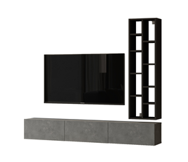 Σύνθετο BROMLEY Μαύρο/Γκρι Με Εφέ Τσιμέντο Μοριοσανίδα 174.6x27.3x145cm