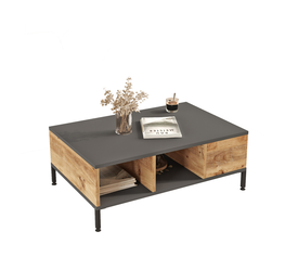 Τραπεζάκι Σαλονιού ANGEL Πεύκο/Ανθρακί Μοριοσανίδα/Μέταλλο 90x60x33.1cm