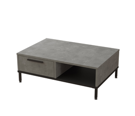 Τραπεζάκι Σαλονιού BALHAM Γκρι Με Εφέ Τσιμέντο/Μαύρο Μοριοσανίδα/Μέταλλο 90x60x31.5cm