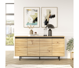 Μπουφές BRENTFORD Φυσικό/Μαύρο Μοριοσανίδα/Μέταλλο 160x44.5x75.6cm