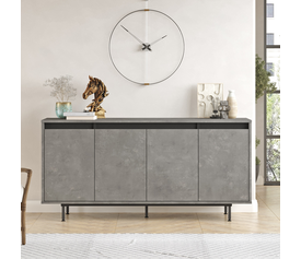 Μπουφές BRENTFORD Γκρι Με Εφέ Τσιμέντο/Μαύρο Μοριοσανίδα/Μέταλλο 160x44.5x75.6cm